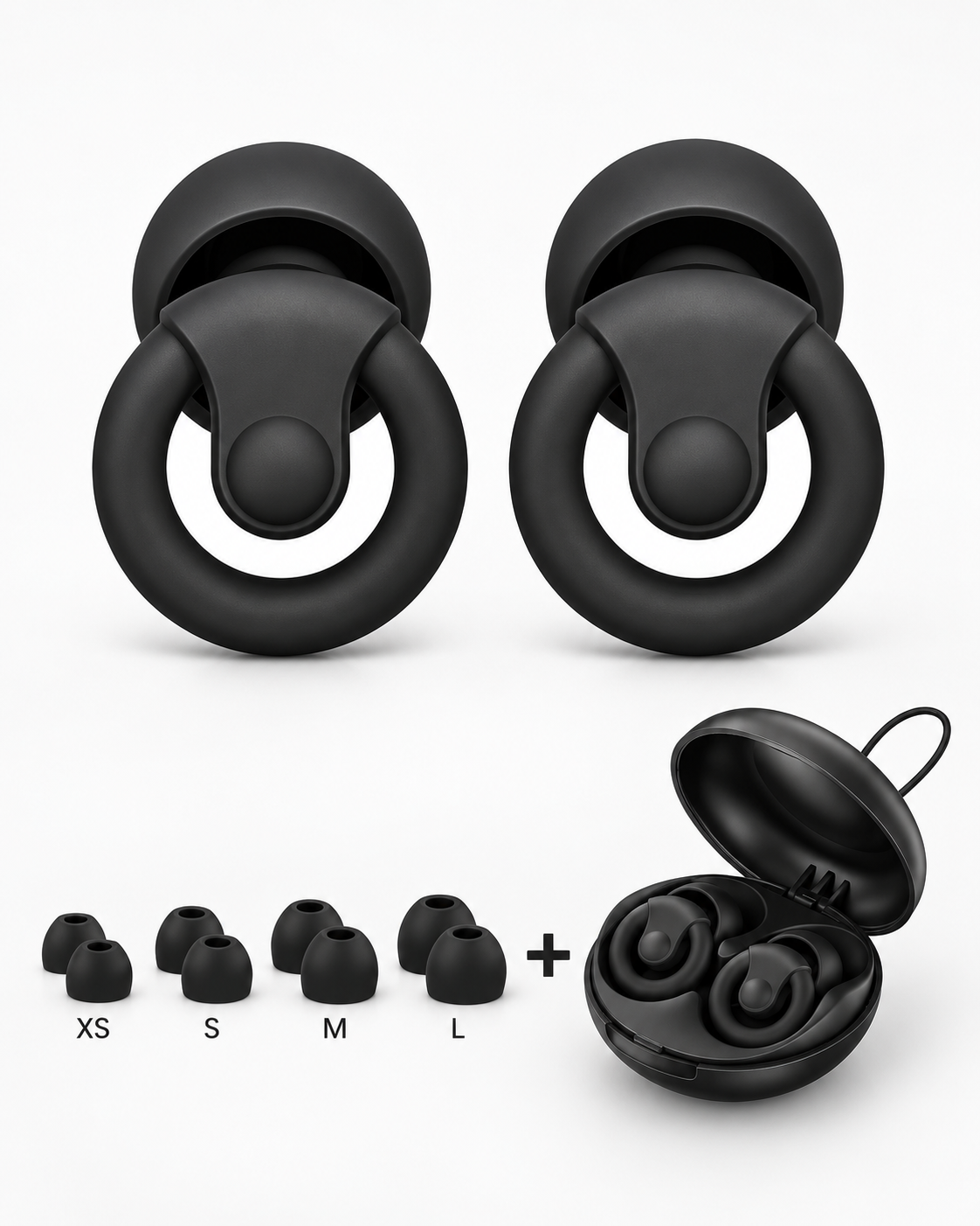 NYTRON motorcycle earplugs with four tip sizes and carry case, free gift